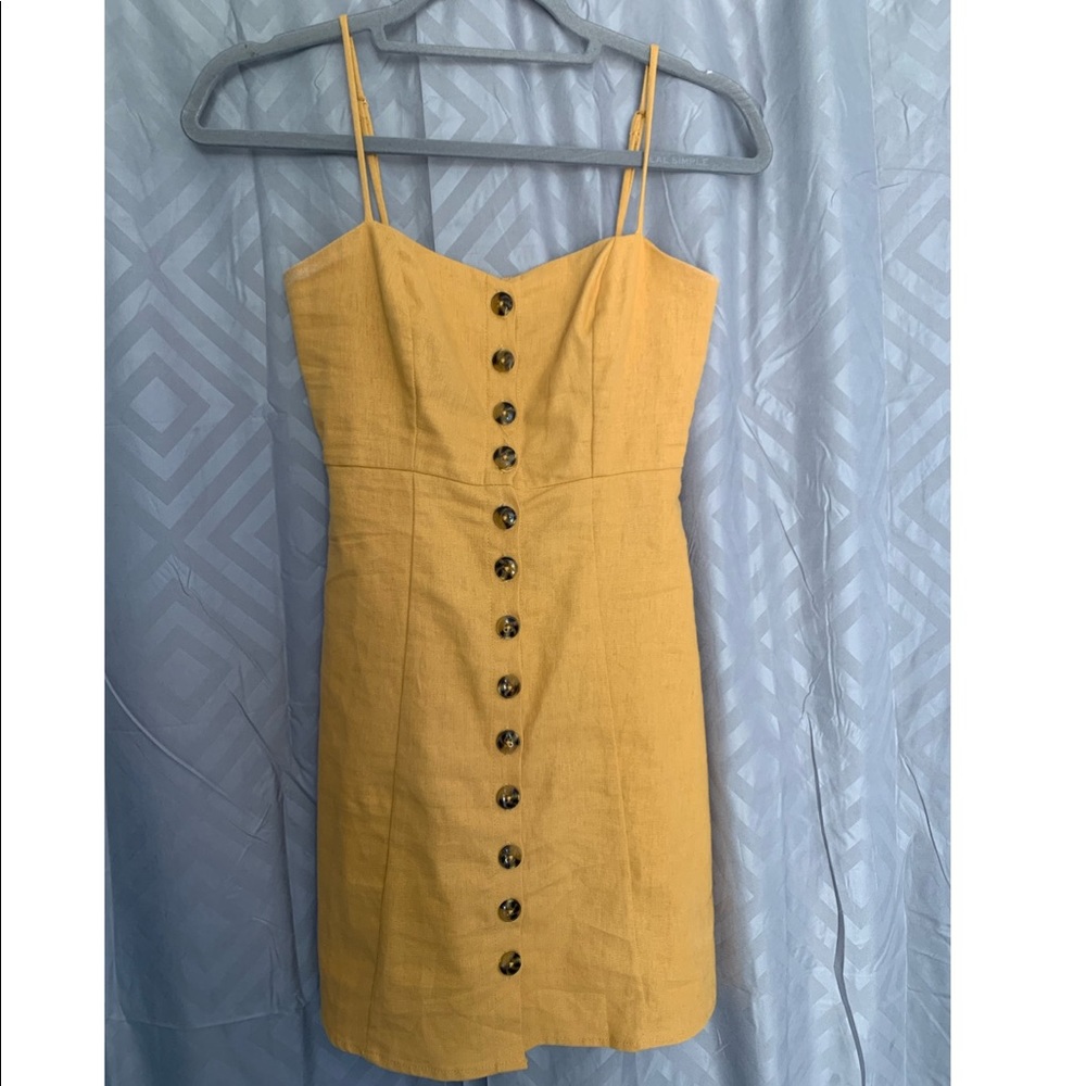 Social Gypsy Mustard Yellow Button Down Dress